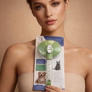 Self-Cleaning Green Pet Grooming Tool Slicker Deshedding Tool Easy-Release